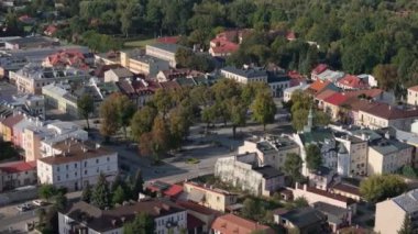Güzel Manzara Piyasa Meydanı Krasnystaw Hava Manzarası Polonya. Yüksek kalite 4k görüntü