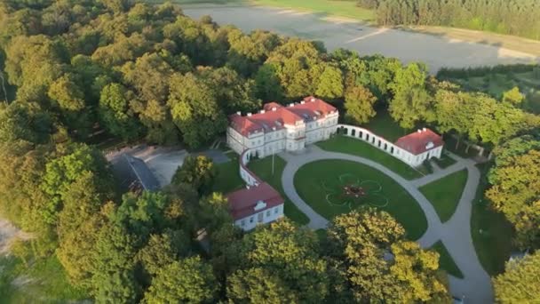 Прекрасний Ландшафтний Палац Narol Air View Poland Високоякісні Кадри — стокове відео