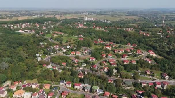Güzel Peyzaj Yolu Tepesi Przemysl Hava Manzarası Polonya Yüksek Kalite — Stok video