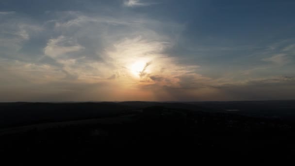 Güzel Gökyüzü Günbatımı Przemysl Hava Görüntüsü Polonya Yüksek Kalite Görüntü — Stok video