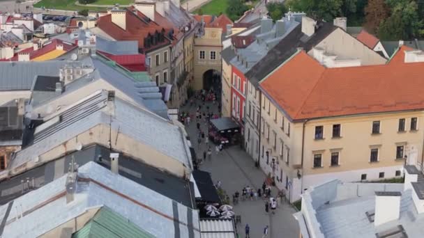Bella Street Gate Città Vecchia Lublino Vista Aerea Polonia Filmati — Video Stock