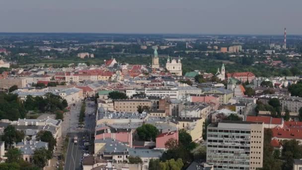 Prachtig Panorama Oude Stad Lublin Antenne Uitzicht Polen Hoge Kwaliteit — Stockvideo