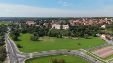Güzel manzara John Paul Meydanı Sandomierz Hava Manzarası Polonya. Yüksek kalite 4k görüntü