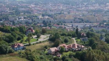 Güzel Panorama Tepesi Gözlem Güvertesi Przemysl Hava Görünümü Polonya. Yüksek kalite 4k görüntü
