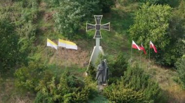 John Paul Anıtı Sandomierz Hava Görüntüsü Polonya. Yüksek kalite 4k görüntü