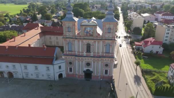 Güzel Peyzaj Kilisesi Krasnystaw Hava Manzarası Polonya Yüksek Kalite Görüntü — Stok video