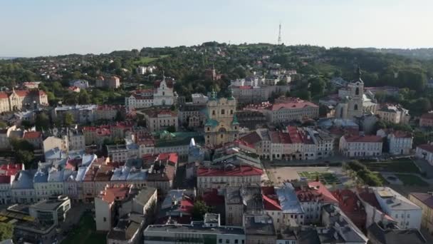 Beautiful Panorama Old Town Przemysl Aerial View Poland High Quality — Stock Video