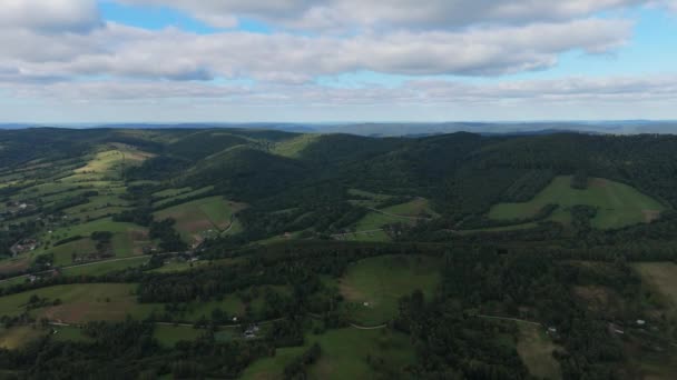 Όμορφο Τοπίο Mountain Bieszczady Aerial View Πολωνία Υψηλής Ποιότητας Πλάνα — Αρχείο Βίντεο