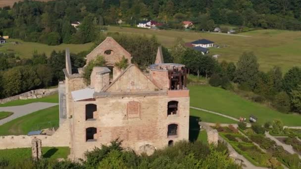 Ruinas Del Monasterio Zagorz Bieszczady Vista Aérea Polonia Imágenes Alta — Vídeos de Stock