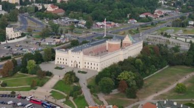 Güzel Peyzaj Şatosu Müzesi Lublin Hava Görünümü Polonya. Yüksek kalite 4k görüntü