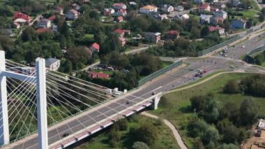 Güzel Peyzaj Köprüsü Przemysl Hava Manzaralı Polonya. Yüksek kalite 4k görüntü