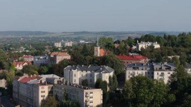 Güzel Panorama Kilisesi Przemysl Hava Manzarası Polonya. Yüksek kalite 4k görüntü