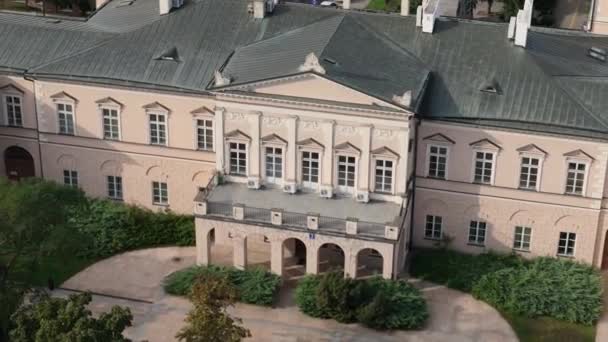Gyönyörű Lubomirski Palace Lublin Aerial View Lengyelország Kiváló Minőségű Felvételek — Stock videók