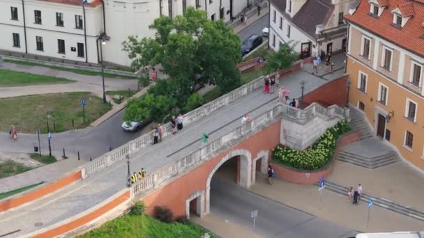 Όμορφη Old Town Castle Bridge Lublin Aerial View Πολωνία Υψηλής — Αρχείο Βίντεο