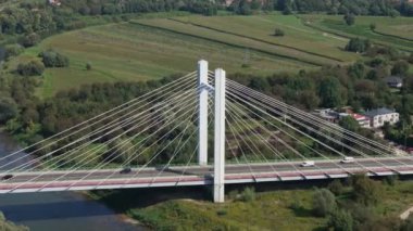 Güzel Peyzaj Köprüsü Przemysl Hava Manzaralı Polonya. Yüksek kalite 4k görüntü