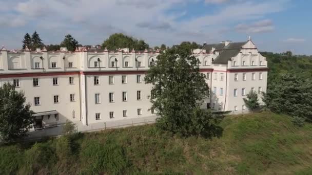 Krásná Střední Škola Staré Město Sandomierz Aerial View Polsko Vysoce — Stock video