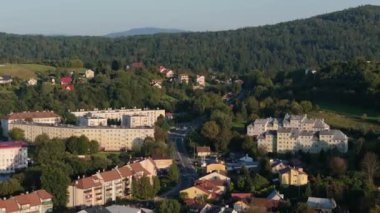 Güzel Yol Dağları Lesko Hava Manzarası Polonya. Yüksek kalite 4k görüntü