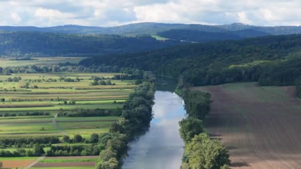 Schöner Landschaftspark Fluss San Krasiczyn Luftaufnahme Polen Hochwertiges Filmmaterial — Stockvideo