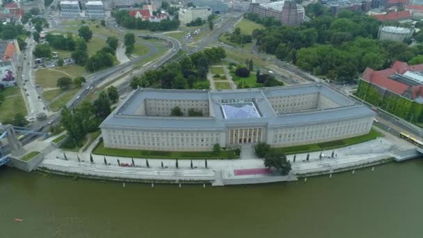 Beautiful Provincial Office Wroclaw Aerial View Poland Vysoce Kvalitní Záběry — Stock video