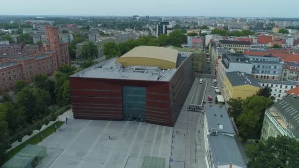 Beautiful Philharmonic Wroclaw Aerial View Poland High Quality Footage — Stock Video