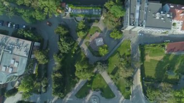 Yukarıdan Aşağı Özgürlük Meydanı Opole Hava Görüntüsü Polonya. Yüksek kalite 4k görüntü