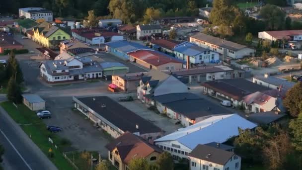 Zona Industrial Lesko Aerial View Poland Imagens Alta Qualidade — Vídeo de Stock
