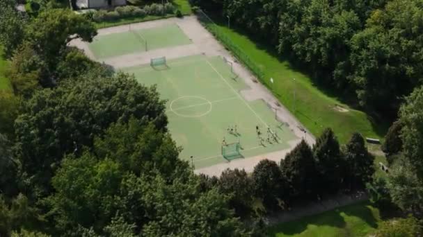 Prachtig Landschap Playfield Park Pulawy Aerial View Polen Hoge Kwaliteit — Stockvideo