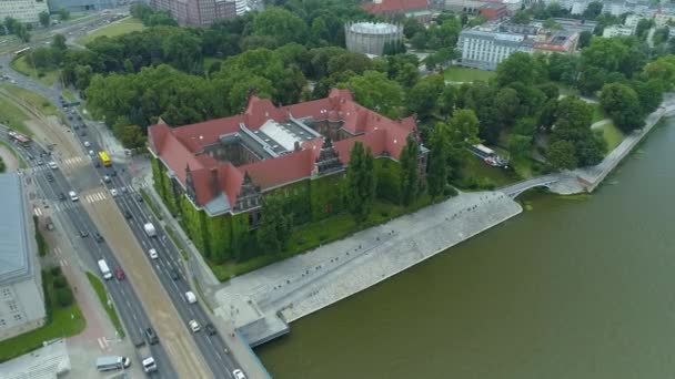 Beautiful National Museum Wroclaw Aerial View Poland High Quality Footage — Stock Video