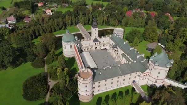 Krásný Hrad Krasiczyn Aerial View Polsko Vysoce Kvalitní Záběry — Stock video