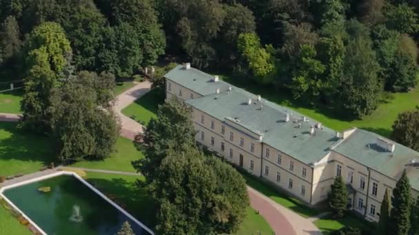 Bela Czartoryski Palace Museum Pulawy Vista Aérea Polónia Imagens Alta — Vídeo de Stock