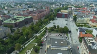 Panorama Özgürlük Meydanı Wroclaw Hava Manzarası Polonya. Yüksek kalite 4k görüntü