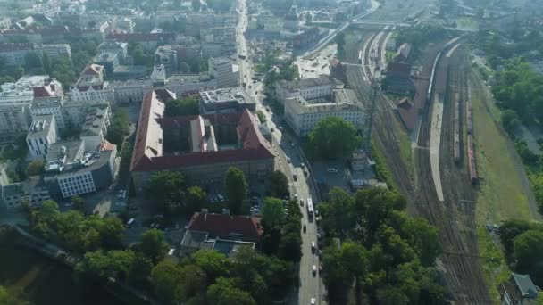 Schöne Panorama Opole Luftaufnahme Polen Hochwertiges Filmmaterial — Stockvideo