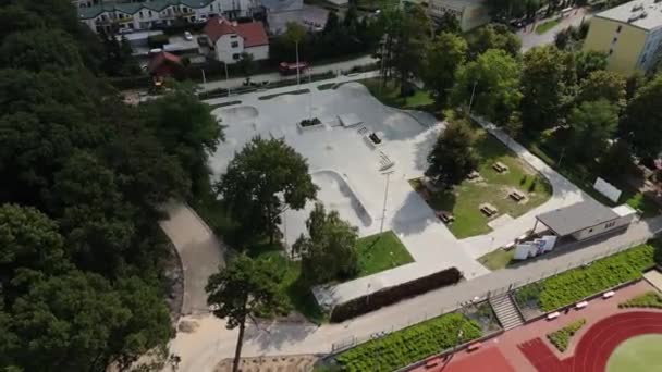 Bellissimo Paesaggio Skatepark Pulawy Vista Aerea Polonia Filmati Alta Qualità — Video Stock