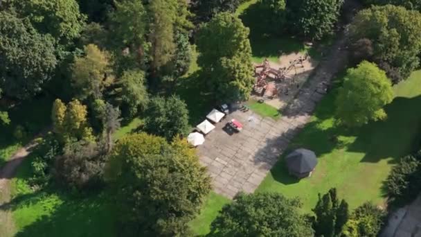 Krásné Hřiště Hrad Krasiczyn Aerial View Polsko Vysoce Kvalitní Záběry — Stock video