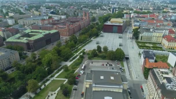 Panorama Özgürlük Meydanı Wroclaw Hava Manzarası Polonya Yüksek Kalite Görüntü — Stok video