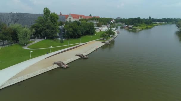 Boulevard Polytechnique Rivière Odra Wroclaw Vue Aérienne Pologne Images Haute — Video