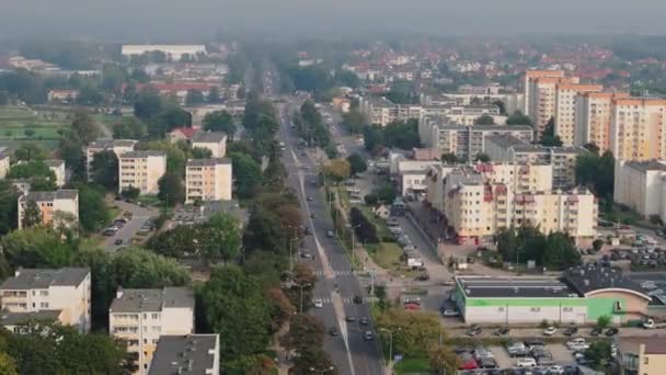 Prachtig Landschap Street Housing Estate Downtown Pulawy Aerial View Polen — Stockvideo