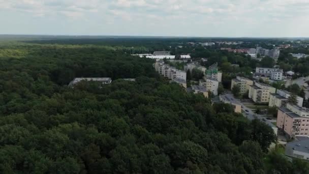 Prachtig Landschap Stadion Forest Pulawy Aerial View Polen Hoge Kwaliteit — Stockvideo