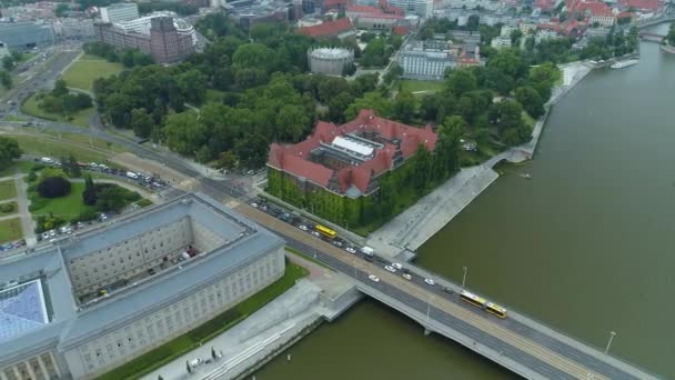 Beautiful National Museum Wroclaw Aerial View Poland High Quality Footage — Stock Video