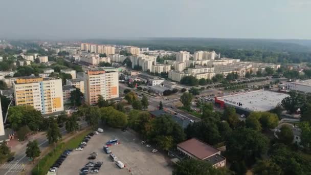Bellissimo Paesaggio Housing Estate Downtown Pulawy Vista Aerea Polonia Filmati — Video Stock