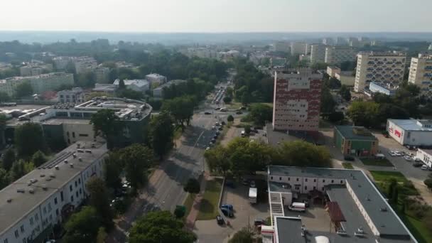 Bellissimo Paesaggio Downtown Roundabout Pulawy Vista Aerea Polonia Filmati Alta — Video Stock