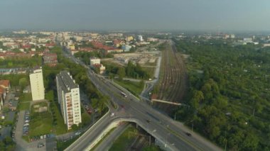 Timelapse Panorama Sokağı Opole Hava Görüntüsü Polonya. Yüksek kalite 4k görüntü