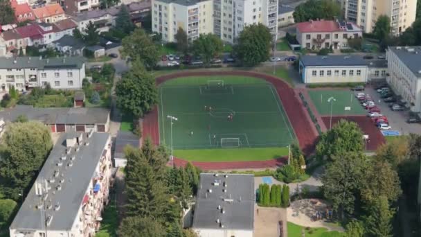 Schöne Playfield Housing Estate Pulawy Luftaufnahme Polen Hochwertiges Filmmaterial — Stockvideo