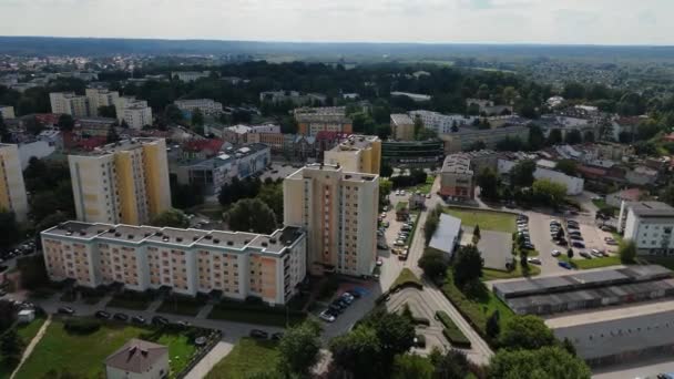 Prachtig Landschap Appartementen Downtown Street Pulawy Aerial View Polen Hoge — Stockvideo