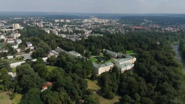 Schöne Landschaft Czartoryski Palace Museum Pulawy Luftaufnahme Polen Hochwertiges Filmmaterial — Stockvideo