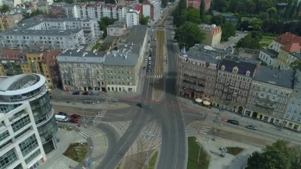 Schöne Bema Square Breslau Luftaufnahme Polen Hochwertiges Filmmaterial — Stockvideo