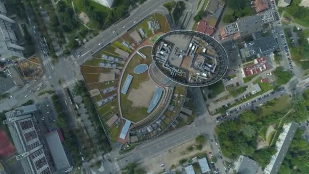 Güzel Yukarı Gök Kulesi Wroclaw Hava Görüntüsü Polonya Yüksek Kalite — Stok video