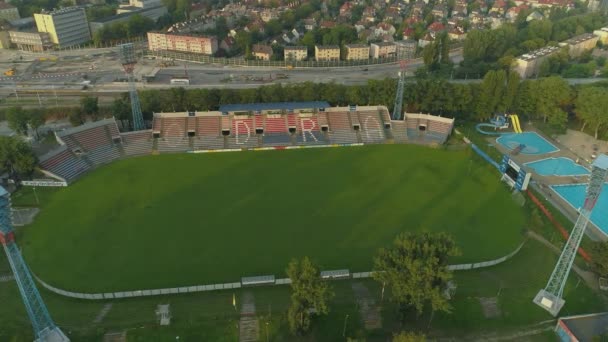 Beautiful Stadium Opole Aerial View Poland High Quality Footage — Stock Video