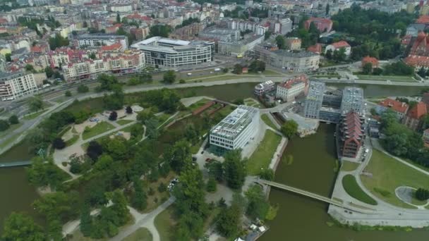 Güzel Adalar Nehri Odra Wroclaw Hava Manzaralı Polonya Yüksek Kalite — Stok video