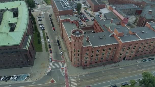 Prachtige Podwale Street Wroclaw Aerial View Polen Hoge Kwaliteit Beeldmateriaal — Stockvideo